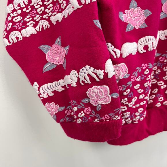 Vintage Puff Paint Animal and Flower Sweatshirt - Picture 4 of 8